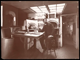 Ein Bühnenbildner in seinem Studio, New York, 1901